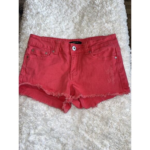 Forever 21 sz. 28 red/ pink short jean shorts. Great pair, comfortable - Picture 1 of 10